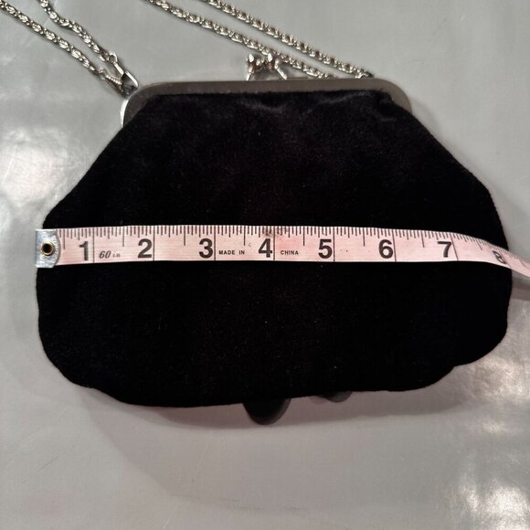 Velvet Flower Crossbody Evening Coin Purses Party Clutch Vintage Handbag Black - Picture 13 of 15